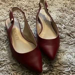 Rich Red leather flat sling backs 7 Sole Society